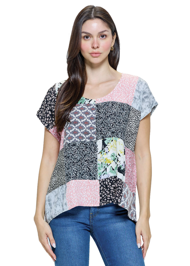 Pink Multi Patchwork Top