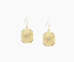 Gold Etched Hexagon Drop Earring