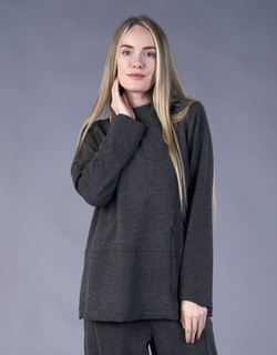 Charcoal Mock Neck Top