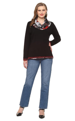 Black and Red Cowl Top