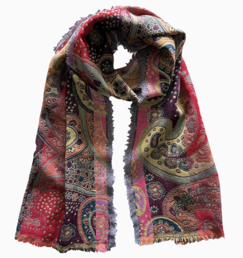 Pink Paisley Wool Scarf