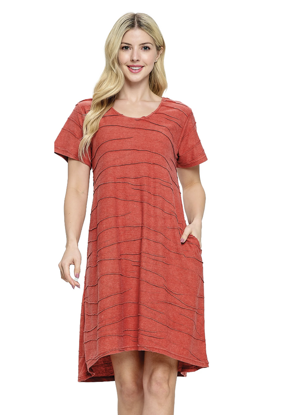 Rust Stitch Pocket Dress