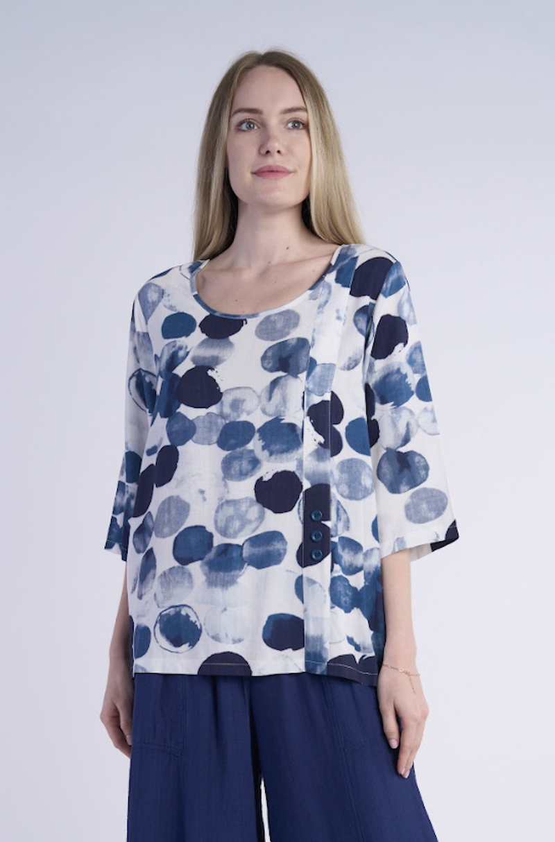 Blue & White Polka Dot Top