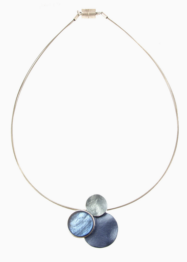 Blue and Silver Cluster Necklace