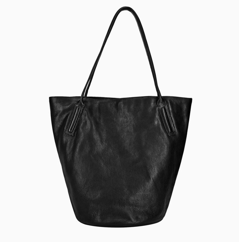 Black Leather Miles Tote