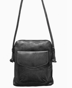 Ezra Handcrafted Black Leather Crossbody Bag