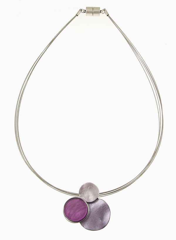 Purple and Silver Cluster Necklace