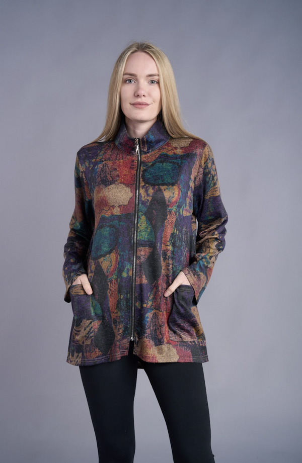 Purple Abstract Patchwork Jacket