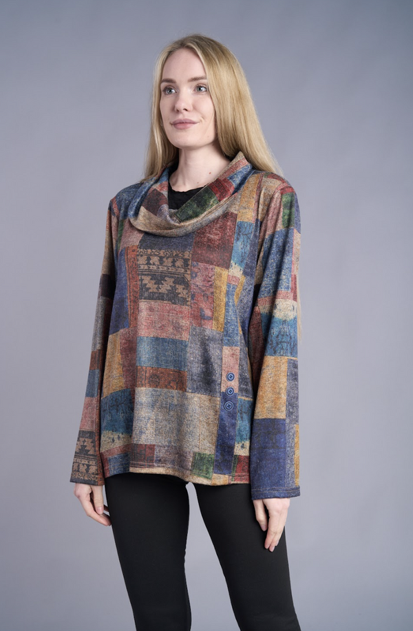 Squares Cowl Neck Top
