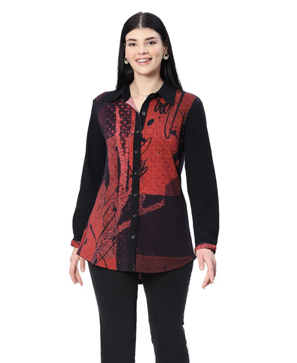 Black & Red Button Top