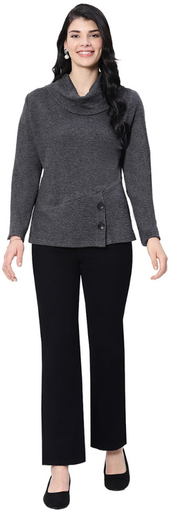 Charcoal Cowl Neck Top