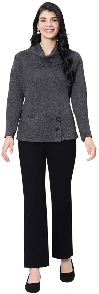 Charcoal Cowl Neck Top
