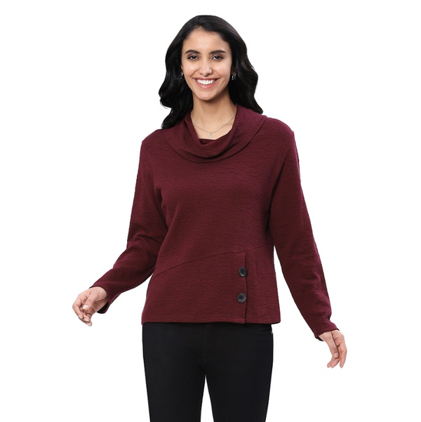 Wine Cowl Neck Top