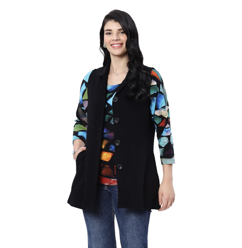 Black Button Vest