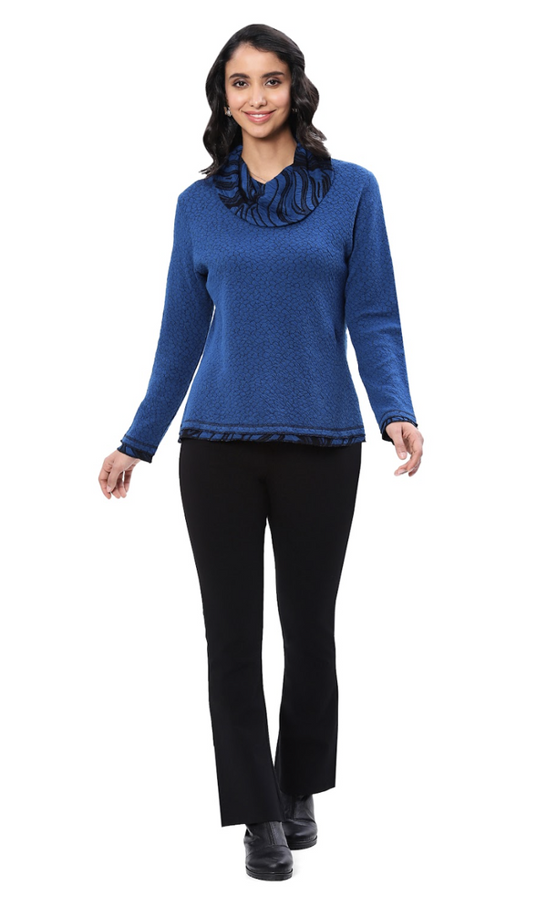 Blue Waves Cowl Top