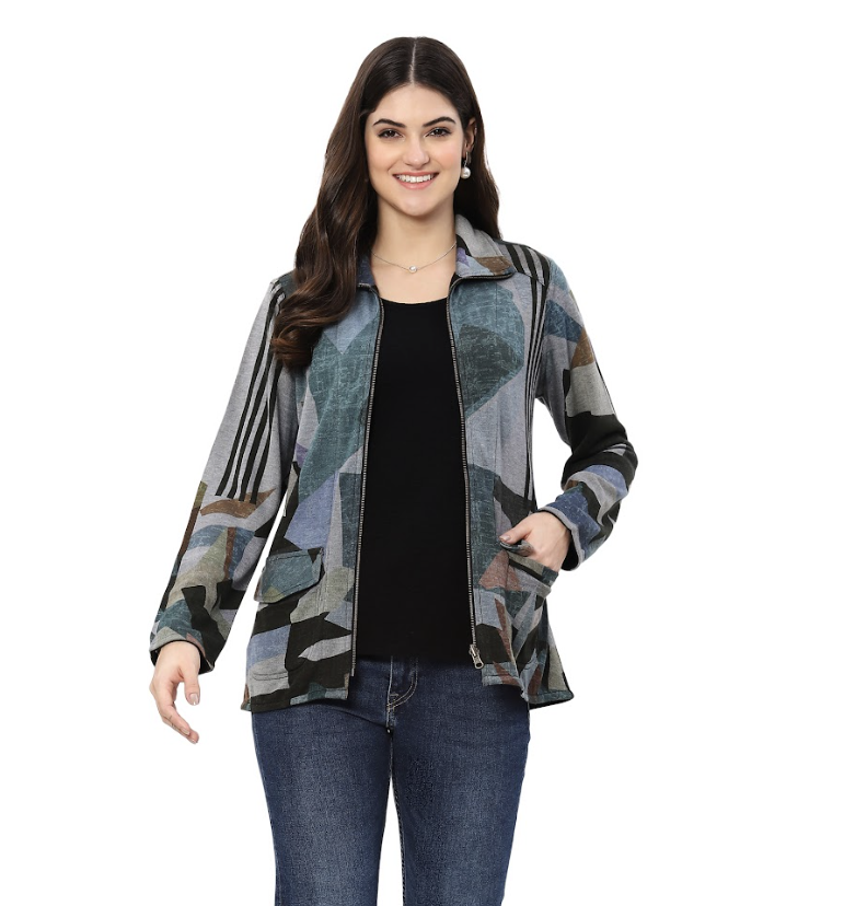 Blue Geo Reversible Zip Jacket