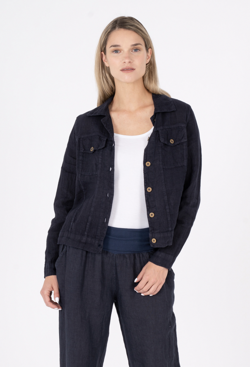 Navy Linen Jacket