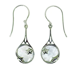 Pearl Sterling Silver Moon Earrings