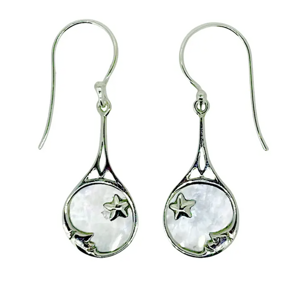 Pearl Sterling Silver Moon Earrings