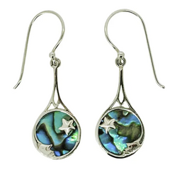 Paua Shell Sterling Silver Moon Earrings