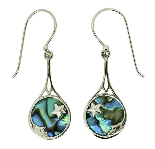 Paua Shell Sterling Silver Moon Earrings