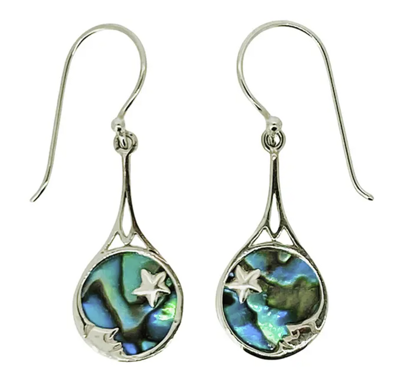Paua Shell Sterling Silver Moon Earrings