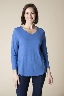 Cobalt V-Neck Pocket Top