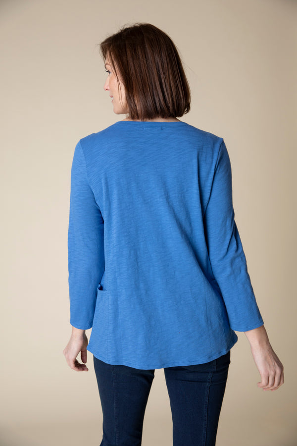 Cobalt V-Neck Pocket Top