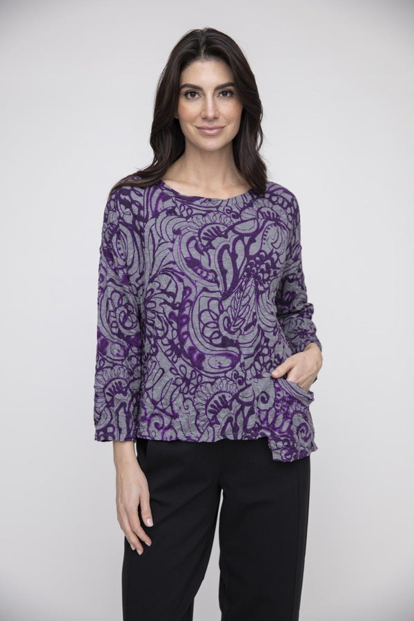 Paisley Asym Crinkle Top