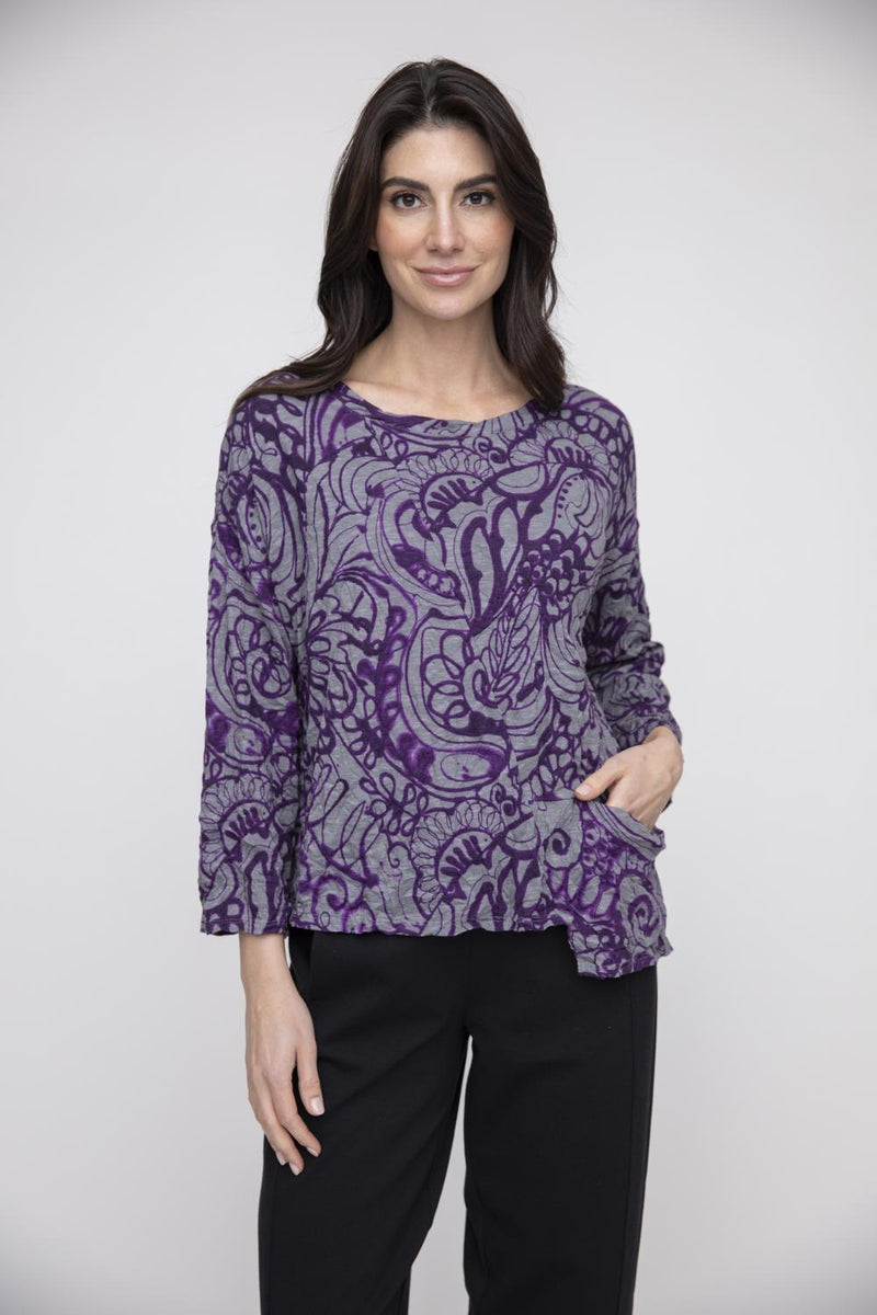 Paisley Asym Crinkle Top