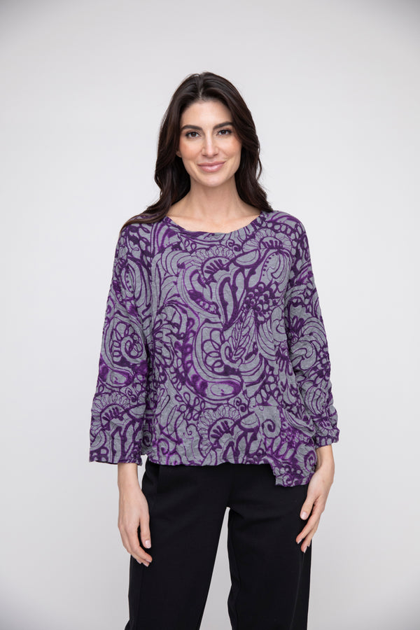 Paisley Asym Crinkle Top