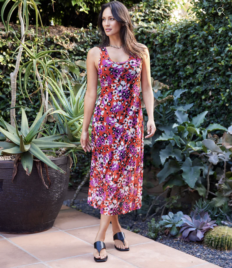 Floral Scoop Neck Midi Dress