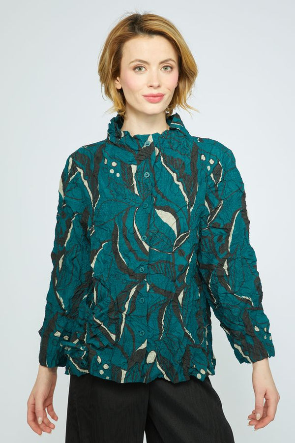 Marine Mock Neck Crinkle Top