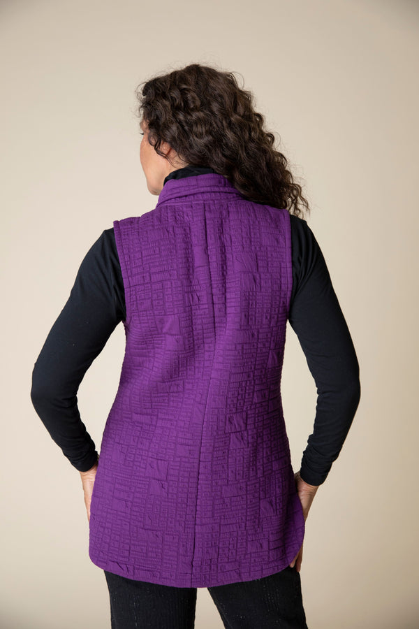 Plum Quilt Button Vest