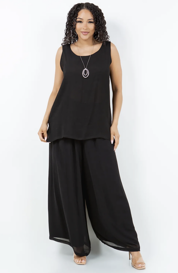 Onesize Black Tank and Palazzo Pant Set