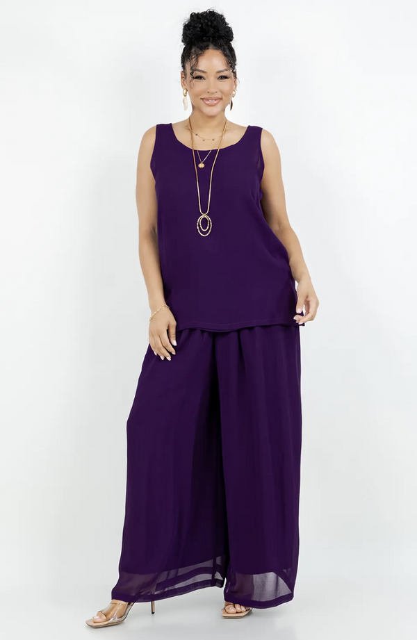 Onesize Eggplant Tank and Palazzo Pant Set