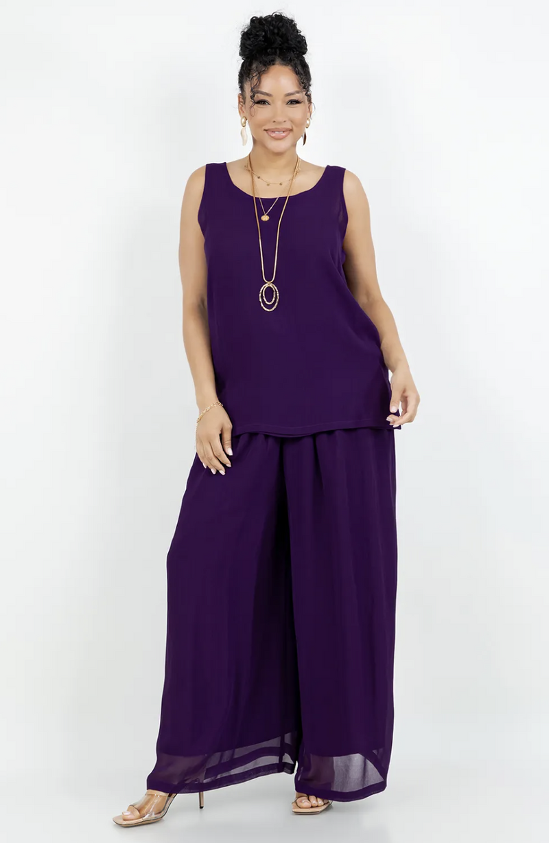Onesize Eggplant Tank and Palazzo Pant Set