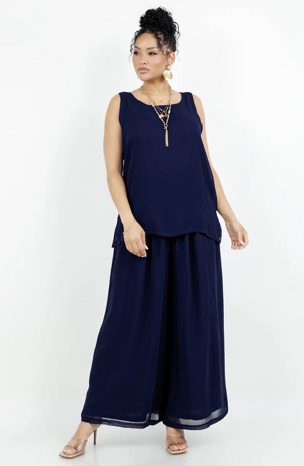 Onesize Navy Tank and Palazzo Pant Set