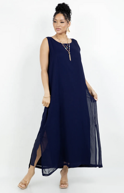 Onesize Navy Georgette Tank Dress