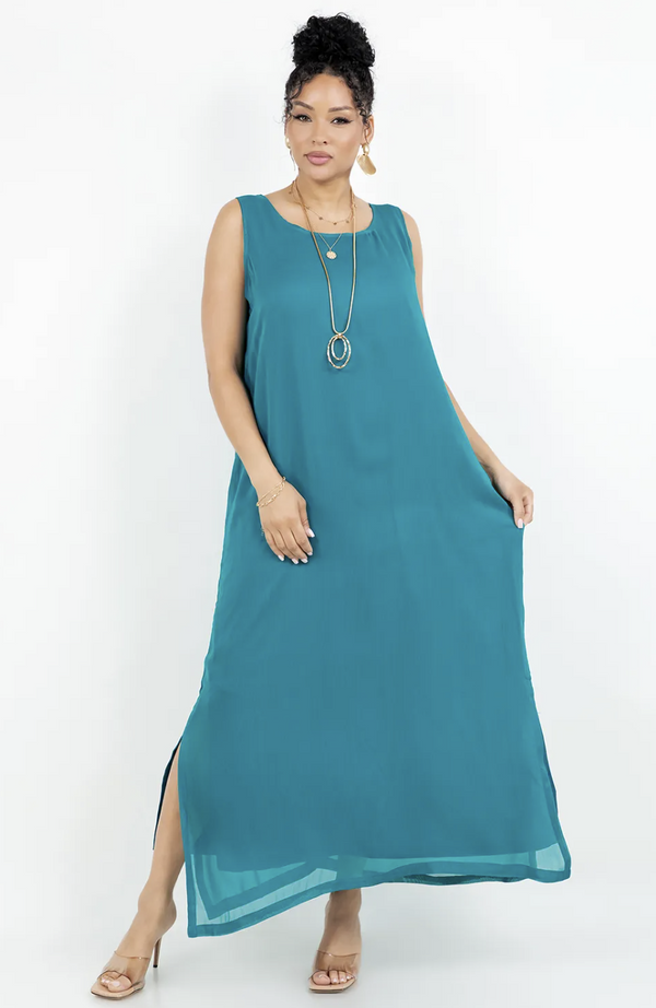 Onesize Teal Georgette Tank Dress