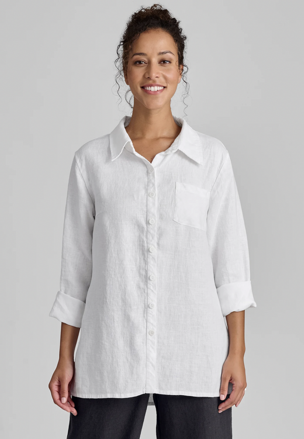 Linen Bias Button Shirt