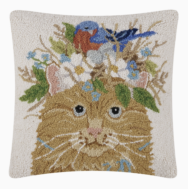 Birds Nest Cat Hook Pillow