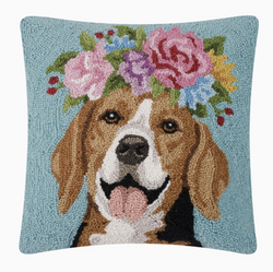 Floral Beagle Hook Pillow