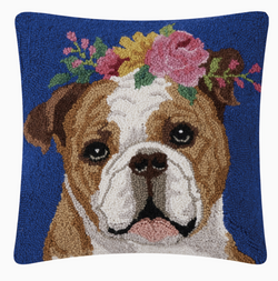 Floral Bulldog Hook Pillow