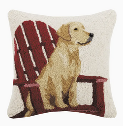 Golden Retriever with Adirondack Hook Pillow