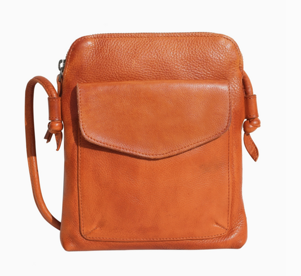 Ezra Handcrafted Orange Leather Crossbody Bag