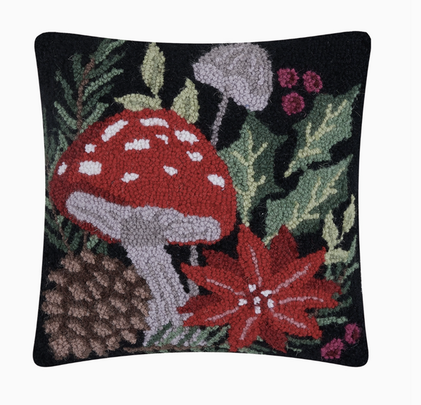 Holiday Mushrooms Hook Pillow