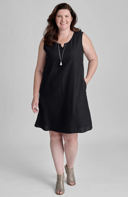 Black Linen Shift Dress