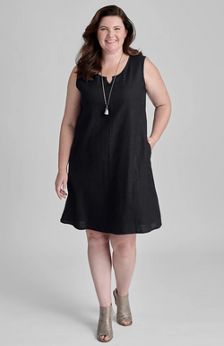 Black True Linen Shift Dress