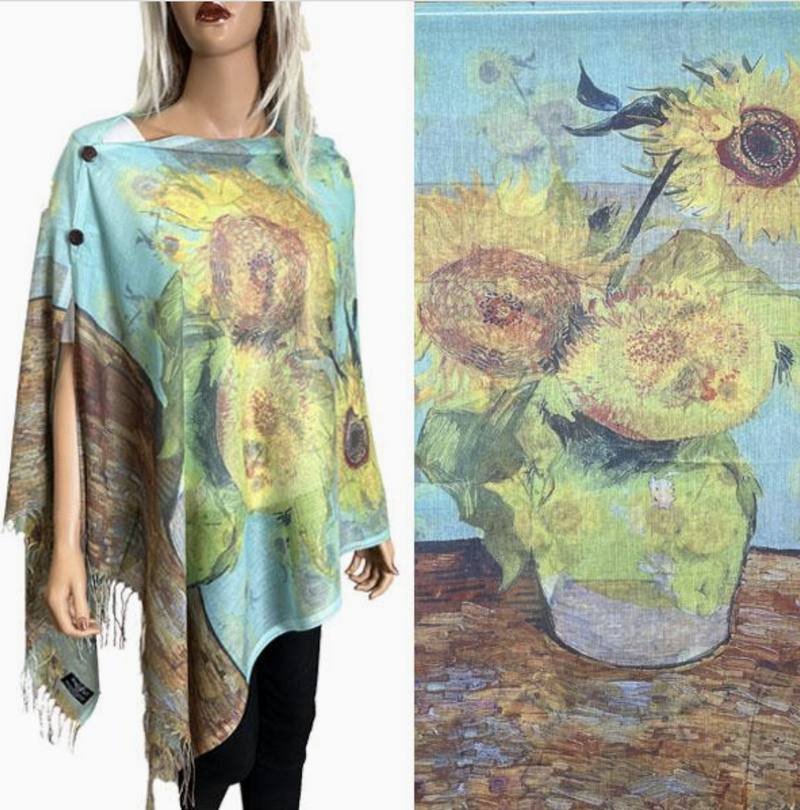 Van Gogh Sunflower Button Shawl